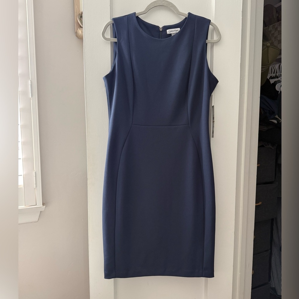 Calvin Klein Navy Midi Sheath Dress